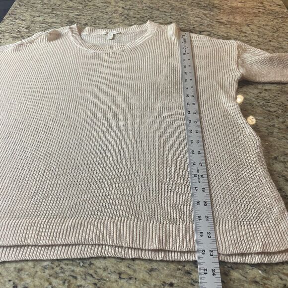 Eileen Fisher Ivory Organic Linen Size Medium Open Knit Sweater Boho Beach - Picture 10 of 10